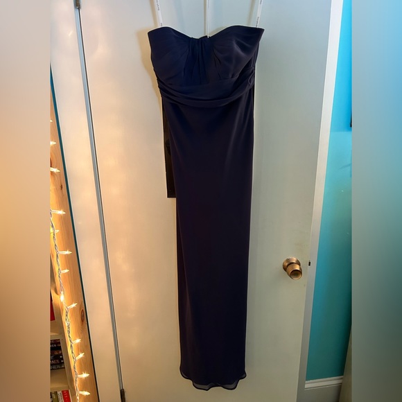 David's Bridal Dresses & Skirts - David’s Bridal Strapless Navy Blue Bridesmaids/Prom Dress